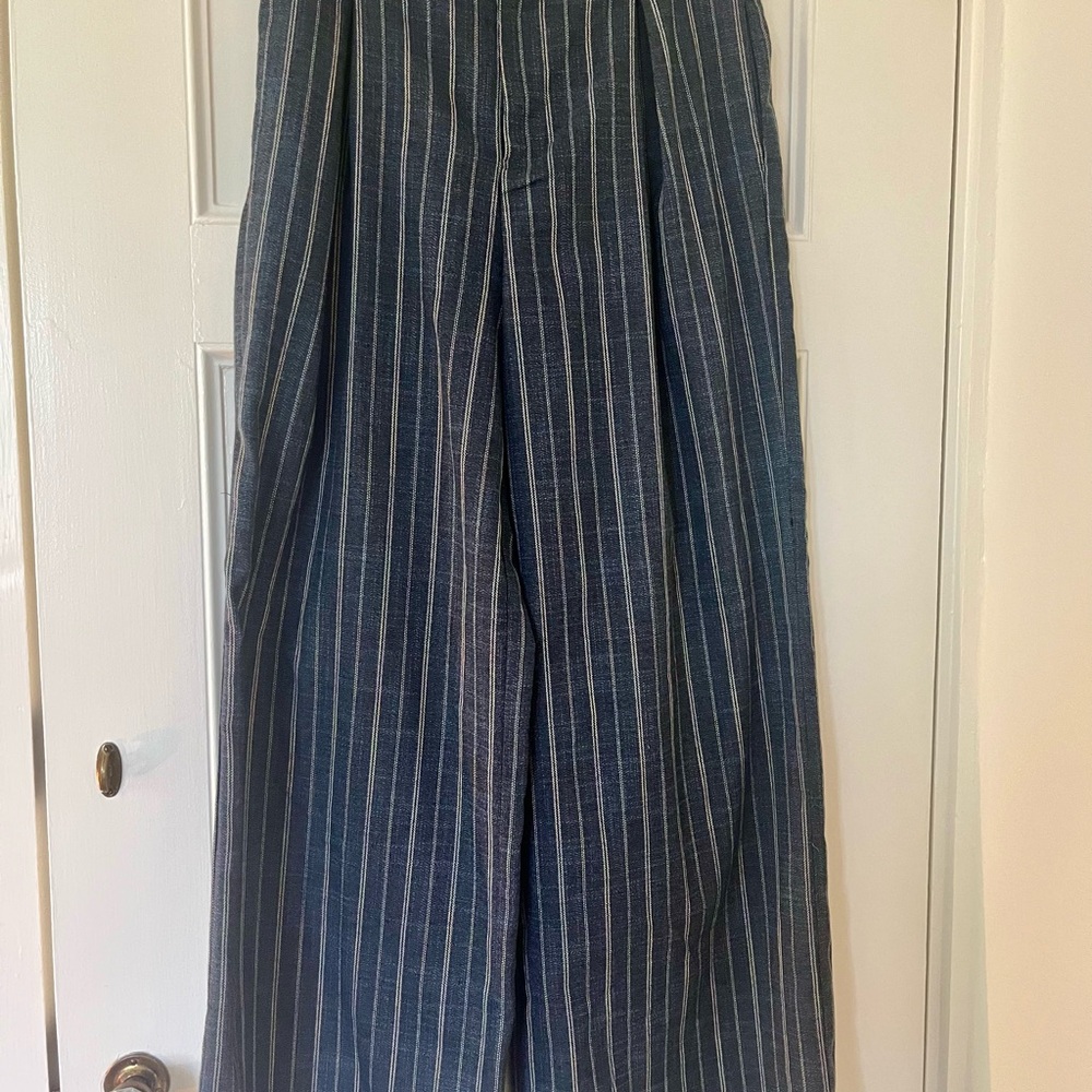 Anthropologie Rainbow Pin Stripe Wide Leg Denim Pants Size 8